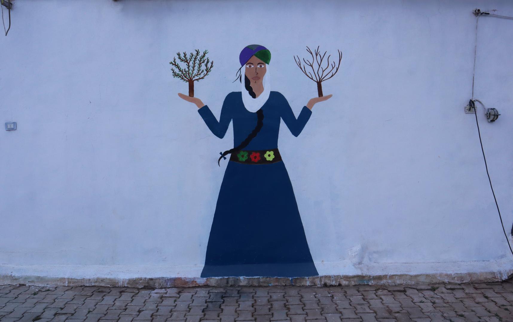 Mural in the village of Jinwar. 