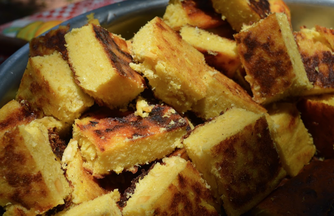 “Paraguayan soup”, a traditional Paraguayan food made from native corn in the FNC’s Sebastián Larrosa settlement. Photo by Susana Balbuena