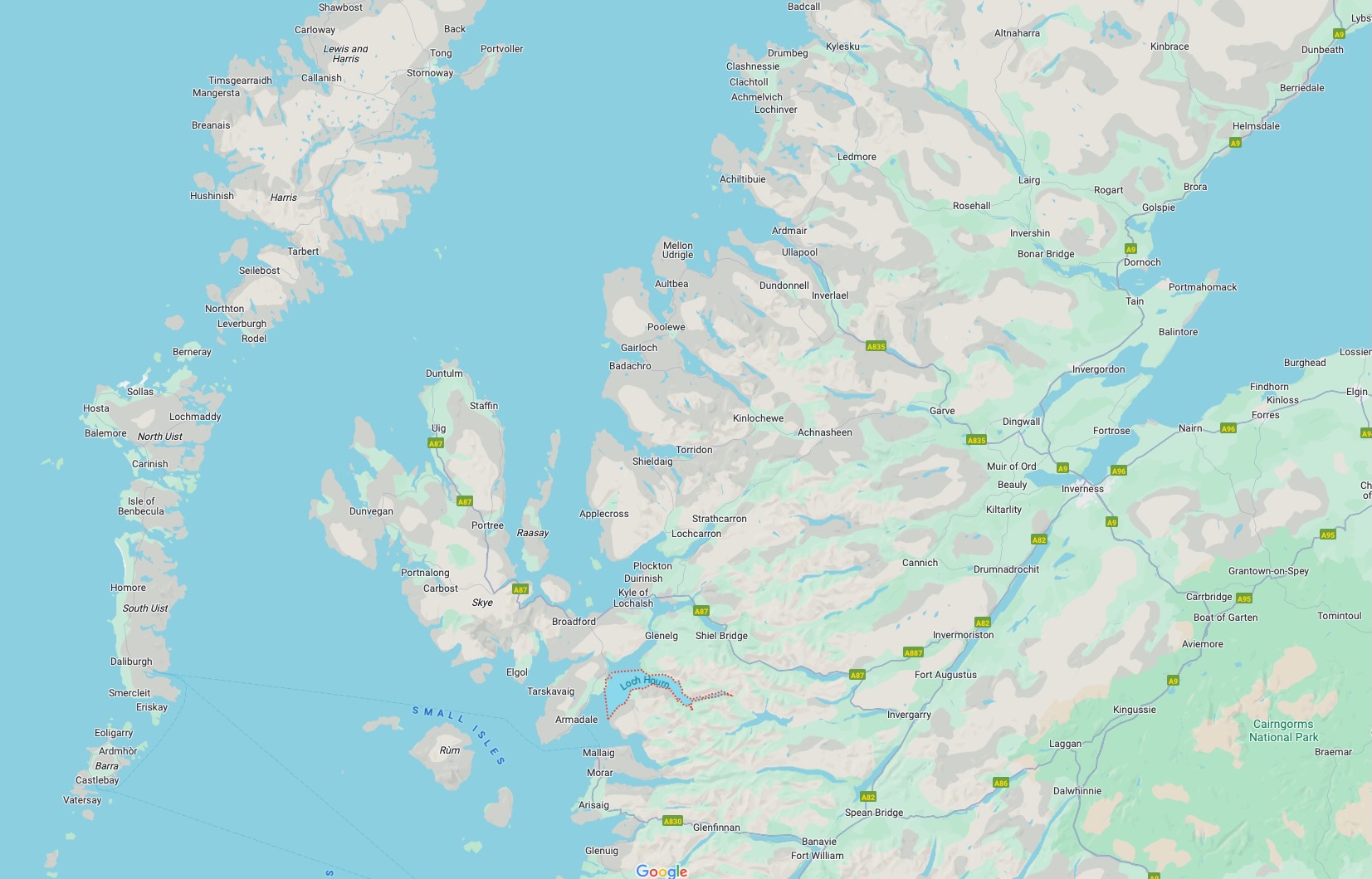 Map including Loch Hourn