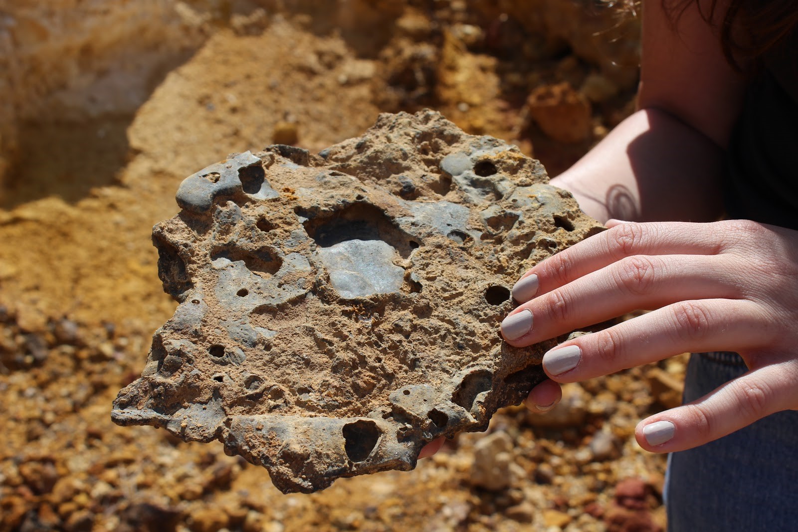 “Slag”- evidence of ancient mining found around the open cast Mathiatis mine. Photo: Etienne Montel