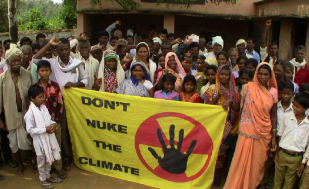 A protest against the Chutka nuclear plant takes place in the Mandla district