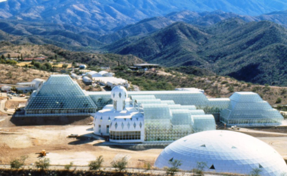 Photograph of the Biosphere 2 facility in southern Arizona