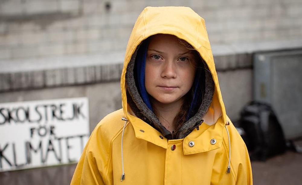 Greta Thunberg outside Swedish Parliament in 2018