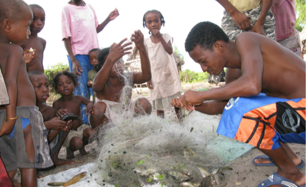 Fishermen from Andrakaraka examine their catch
