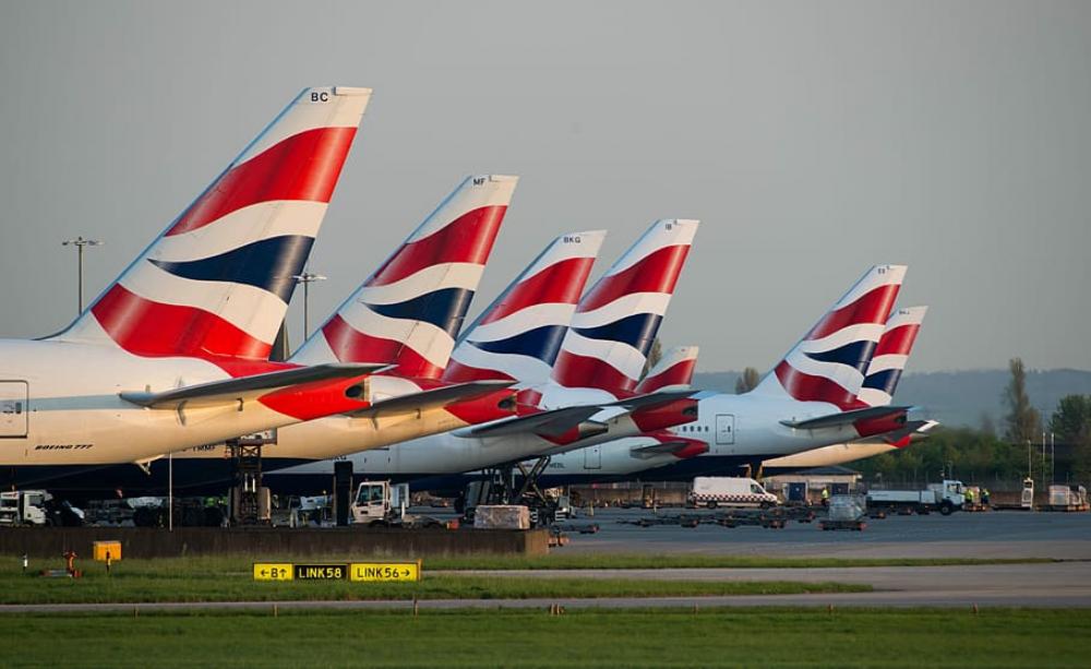 British Airways planes parked at airport