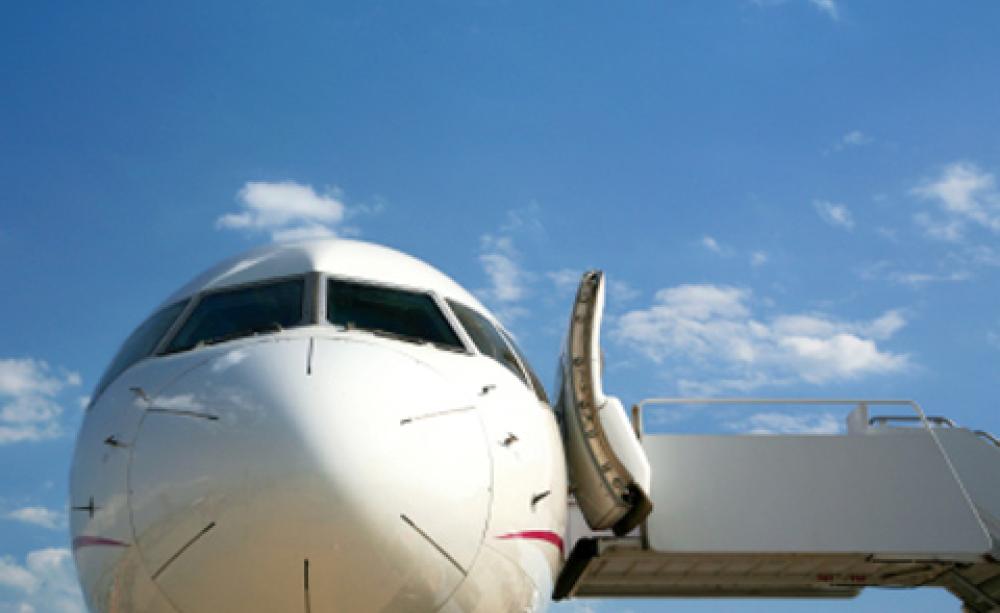 A plane ready for boarding