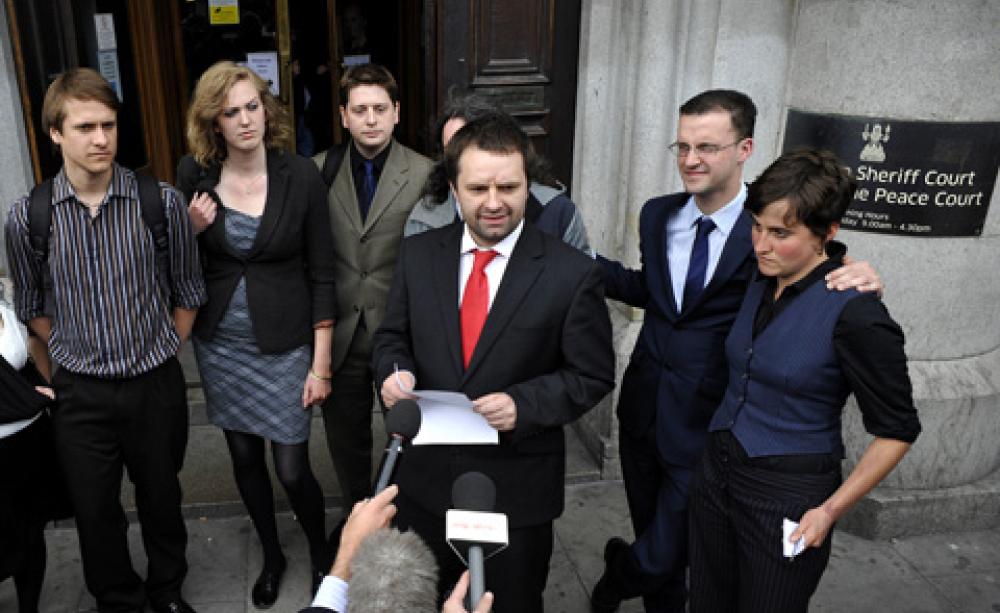 Climate activists outside court