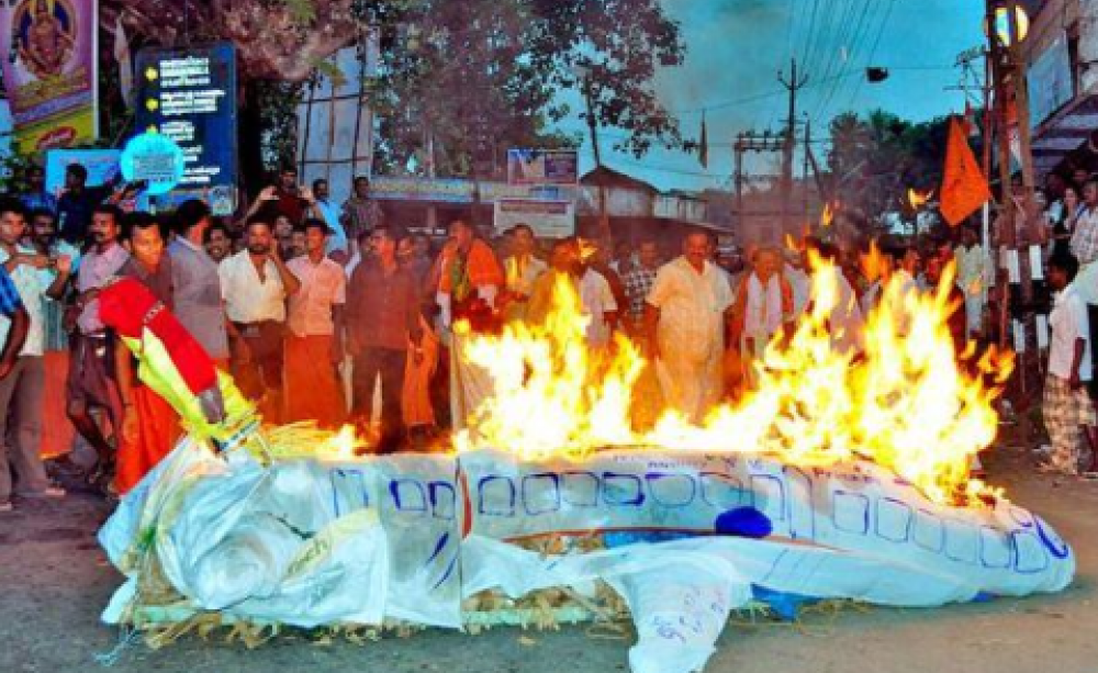 One of many protests against a greenfield airport at Aranmula. Photo: Aranmula Paithruka Grama Karmasamithy