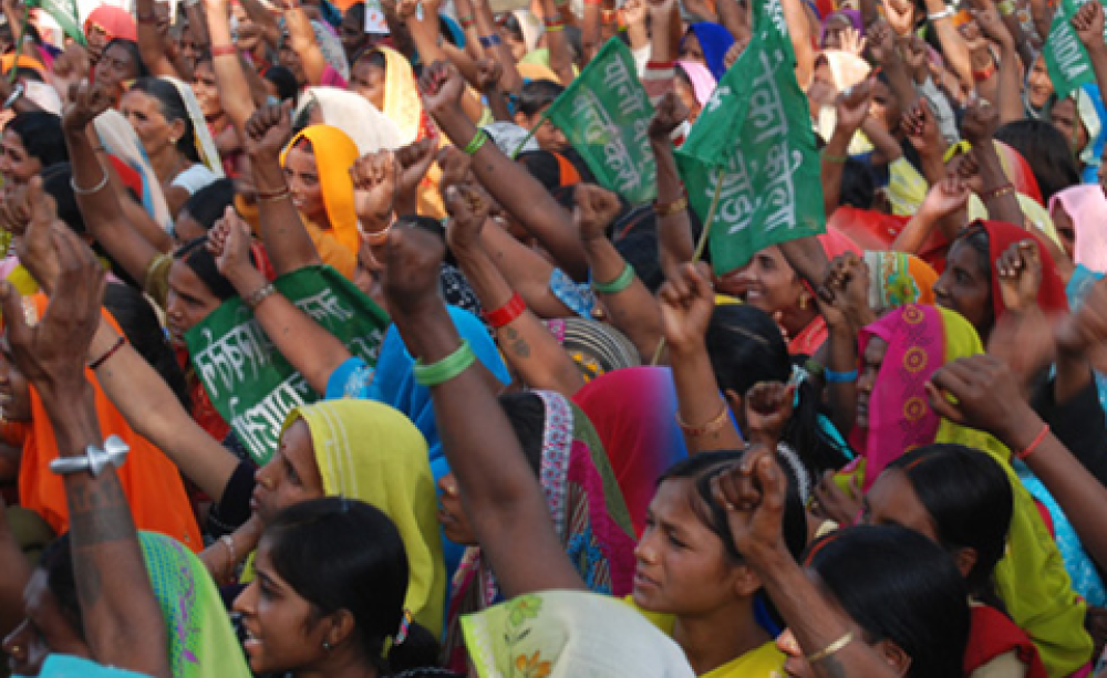 Protest against the Coca-Cola bottling plant at Mehdiganj. Photo: India Resource Center.