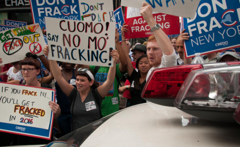 Don't Frack New York! CREDO Action &amp; New Yorkers Against Fracking Protest Gov. Cuomo's plan to frack New York. Photo: CREDO via Flickr.com.