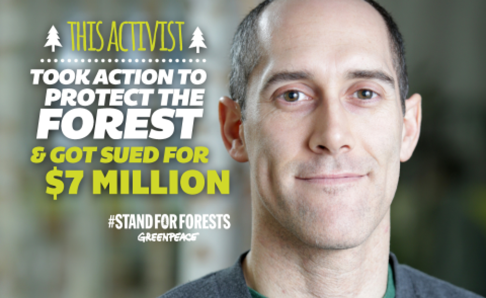 Richard Brooks - sued for CA$7 million for defending forests. Photo: Greenpeace Canada.