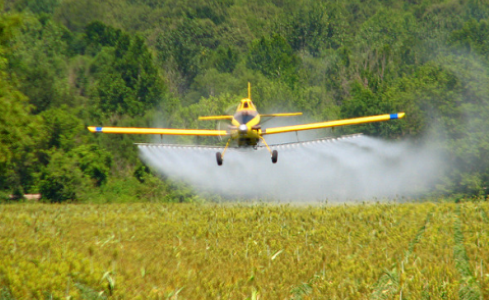 Crop dusting near Ripley, Mississippi, USA. Roger Smith via Flickr.com.