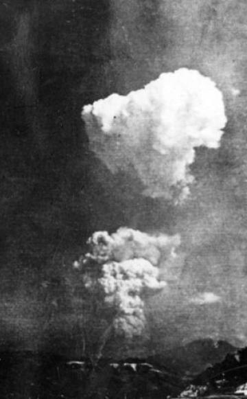 Picture found in Honkawa Elementary School in 2013 of the Hiroshima atom bomb cloud, believed to have been taken about 30 seconds after detonation of about 10km (6 miles) east of the hypocentre. Photo: Honkawa Elementary School / Wikimedia Commons.