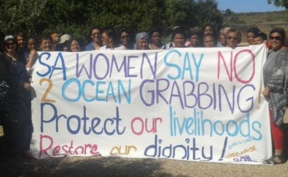Women of Kwa-Zulu Natal, South Africa, protesting today. Photo: World Forum of Fisher Peoples - WFFP.