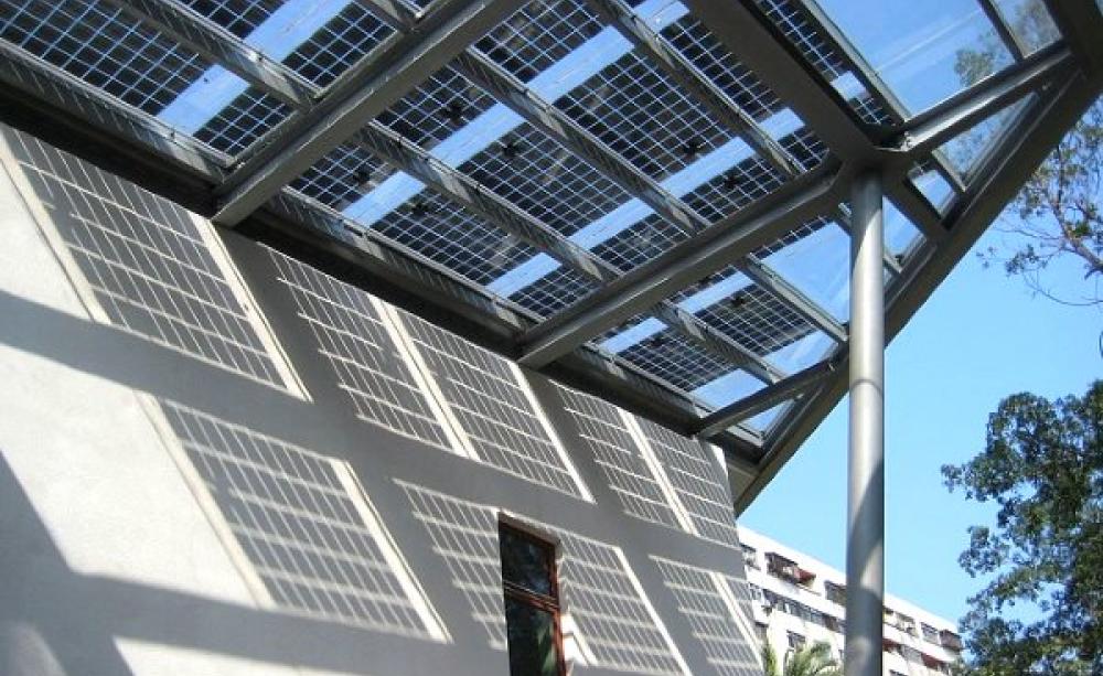 Photovoltaic cells on the Solar Library and Energy-Optimised House in the Taiwanese capital, Taipei. Image: Littleha via Wikimedia Commons.