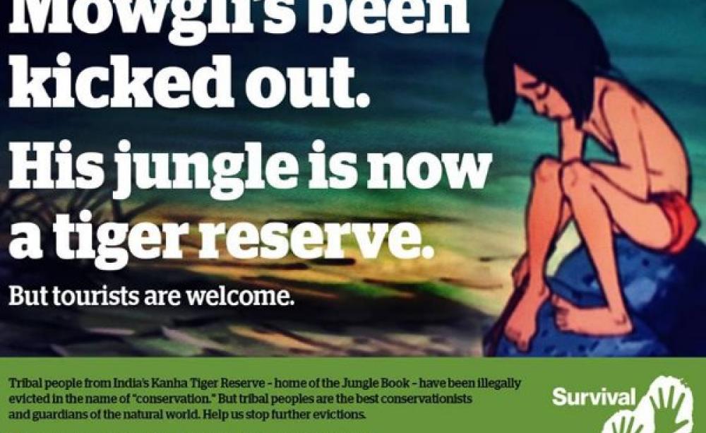 The poster for Suvival's 'Parks Need Peoples' campaign. Image: Survival International.