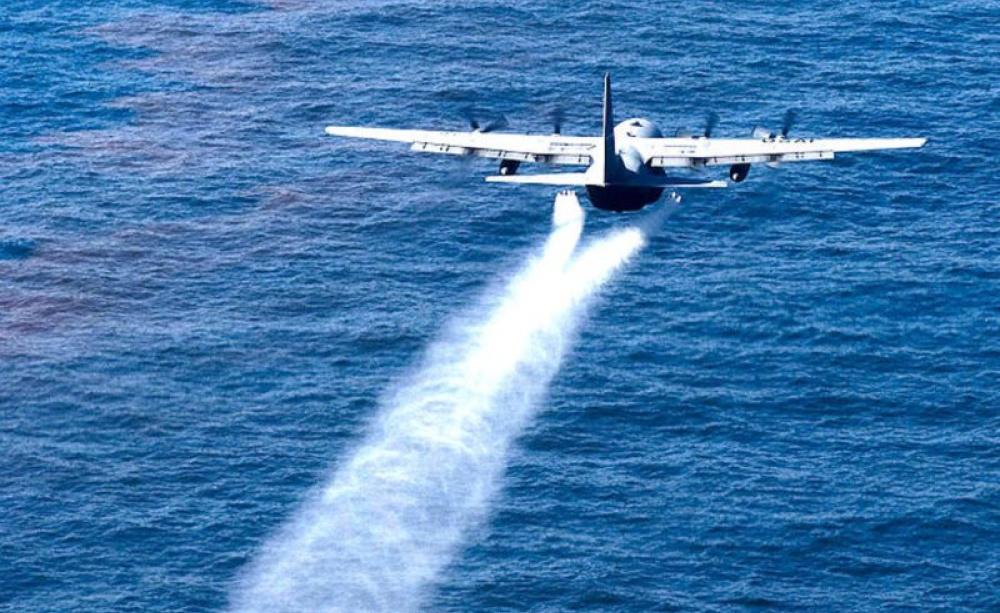 Dispersing the dispersants in the Gulf of Mexico May 5, 2010.  Adrian Cadiz, US Air Force public affairs.