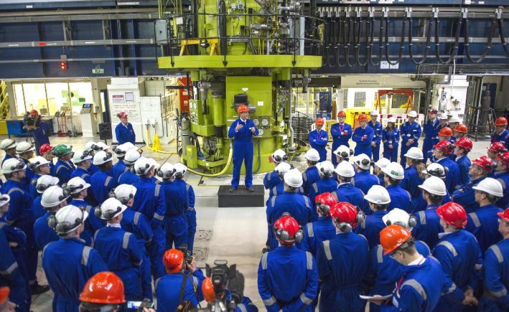 He won't be pleased: UK Prime Minister David Cameron addressing Hinkley B workers as part of his visit to the Hinkley Point C site on 21st October 2013. Photo: Number 10 / DECC via Flickr (CC BY-ND).
