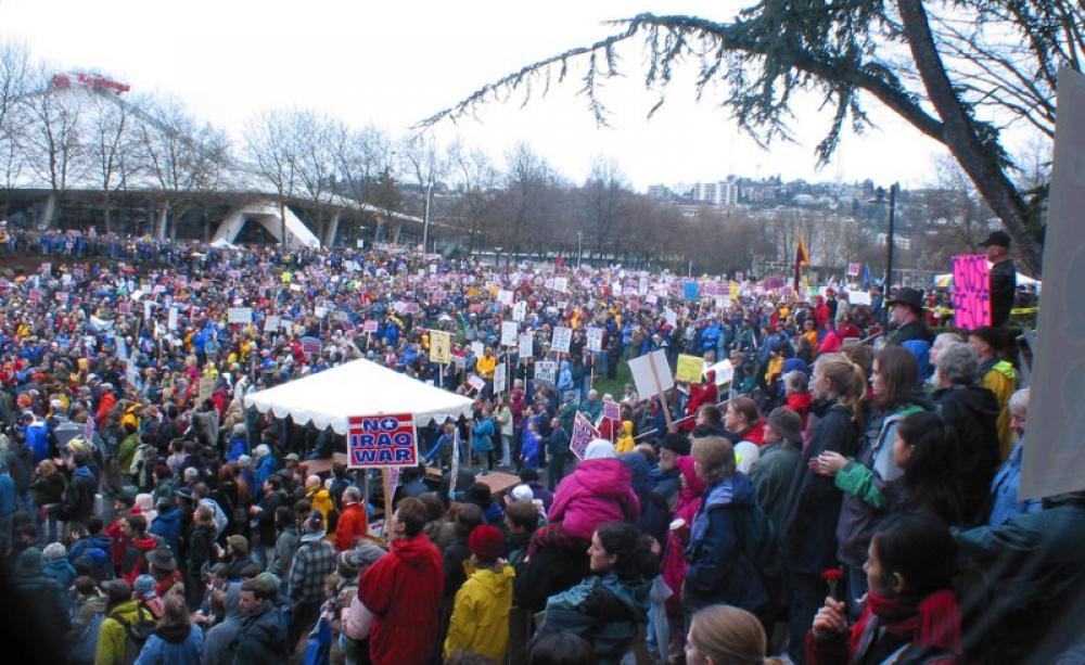 Millions marched against the Iraq war - and history has shown us to be right. Yet the UK 'establishment' is still dominated by the warmongers who brought death and devastation to the Middle East. Photo: Tom Sparks via Flickr (CC BY-NC-ND).