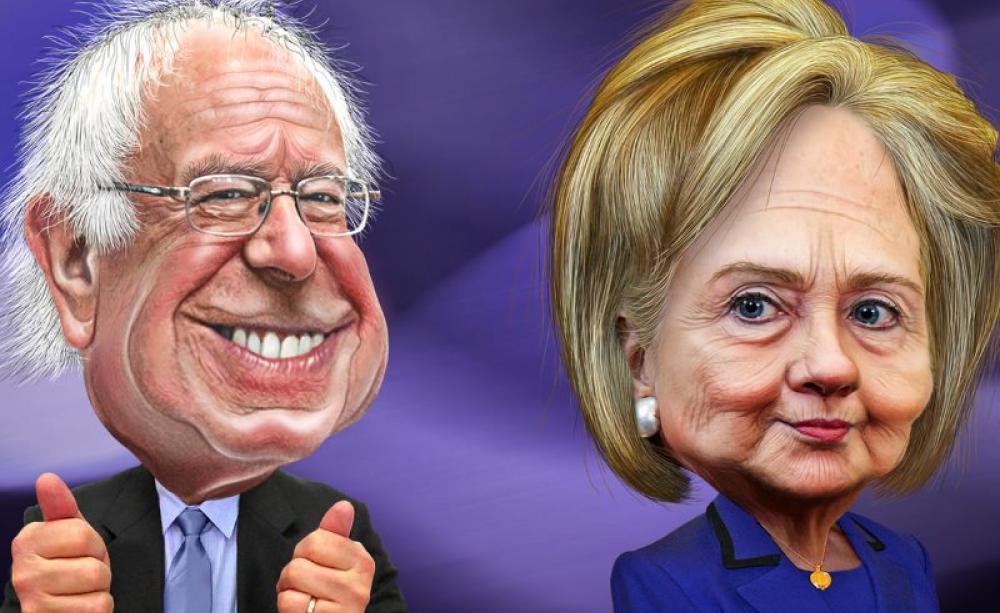 Which can you trust to tackle America's toxic legacy of crumbling nuclear plants? Bernie Sanders and Hillary Clinton. Artwork: DonkeyHotey via Flickr (CC BY-SA).