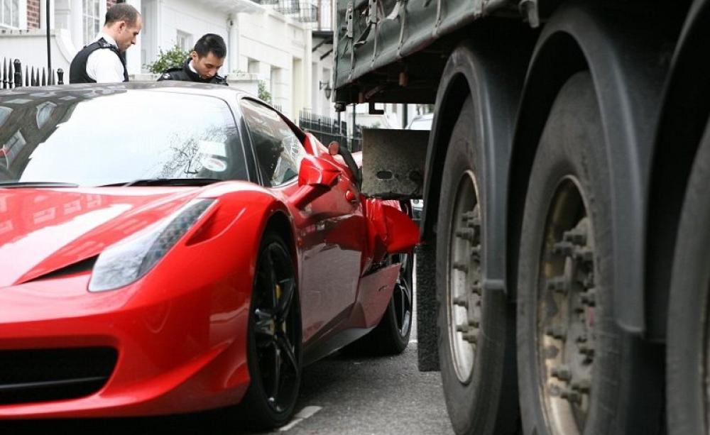 Too bad about the Ferrari. But far more serious is the health damage caused by pollution from HGVs and other diesel vehicles, which is causing a surplus mortality of some 40,000 people a year across the UK. Photo: Paul Townsend via Flickr (CC BY-ND).