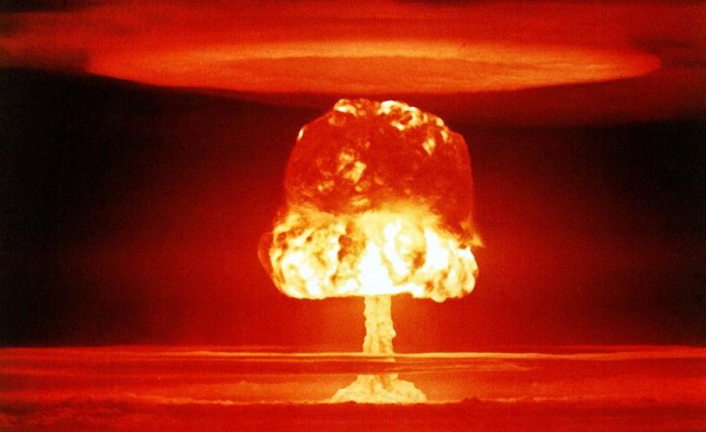 A US 11-megaton nuclear bomb is detonated at Bikini Atoll in the Marshall Islands, 1954. Photo: US Government via International Campaign to Abolish Nuclear Weapons on Flickr (Public Domain).