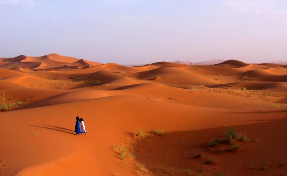 Could all of North Africa and the Middle East end up like this? Berber people in the Sahara Desert in Morrocco, close to the Algerian border, August 2009. Photo: 16:9clue via Flickr (CC BY).