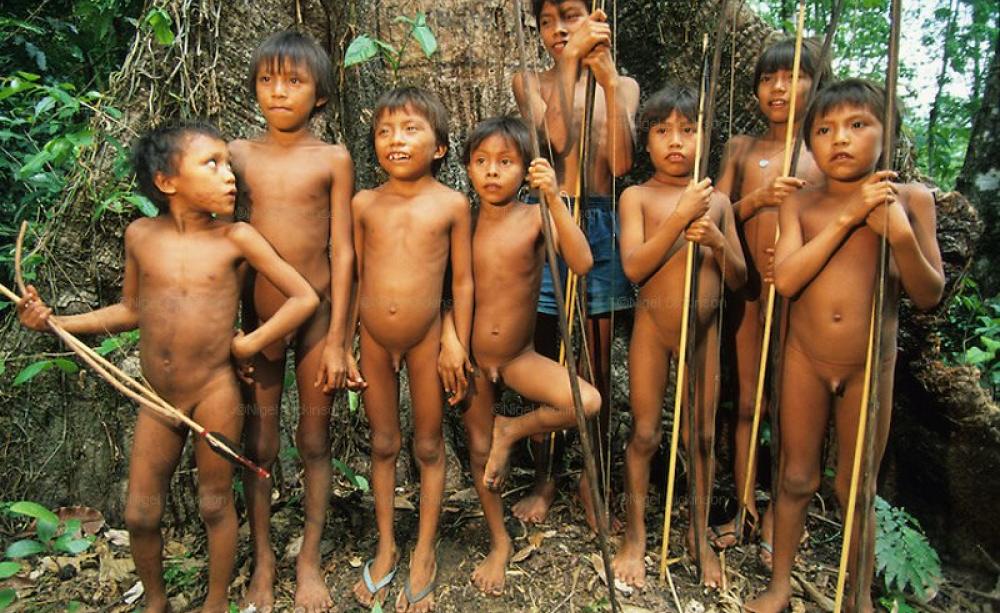 Yanomami children in their forest home - which, with notorious 'Soy King' Bairo Maggi as agriculture minister, is now looking decidedly less secure. Photo: Dung Nguyen via Flickr (CC BY-NC-SA).