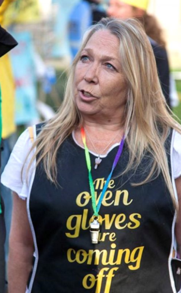 Tina Rothery of The Nanas on an anti-fracking protest. Photo: The Nanas.