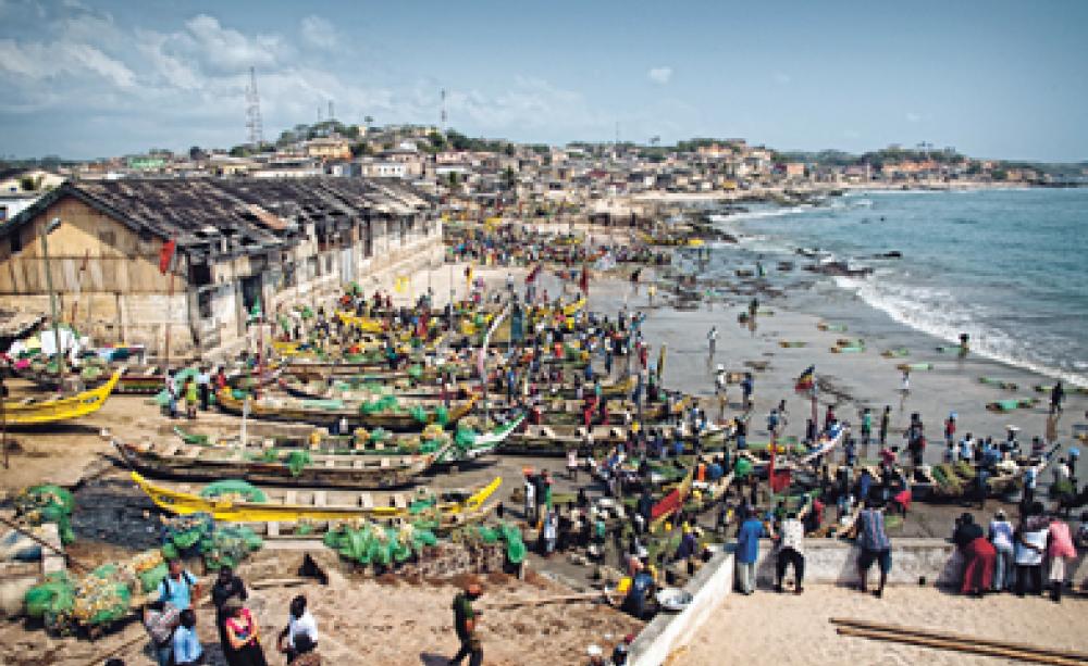 Vernacular architecture on the Cape Coat Beach, West Africa.