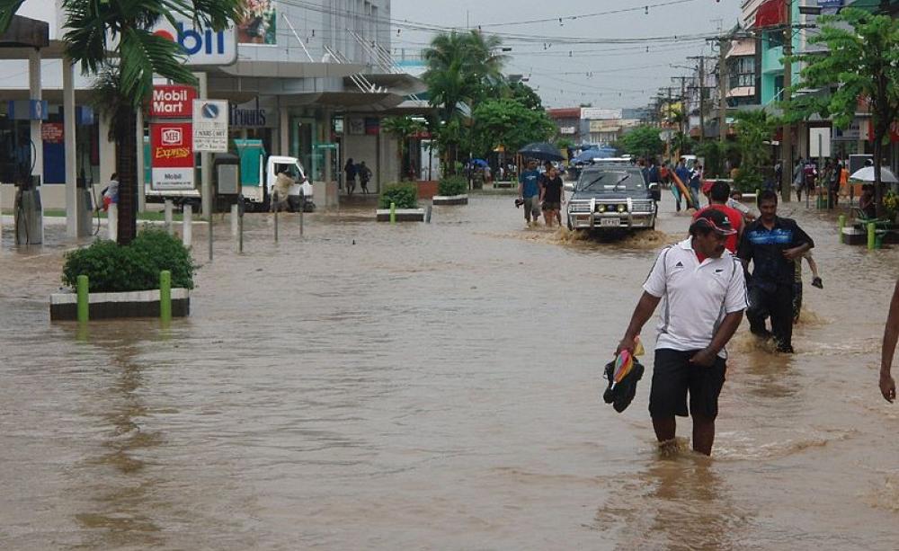 The streets of Nadi in Fiji are deluged during flooding in February 2007. This sight will only become more common as climate change gets worse.