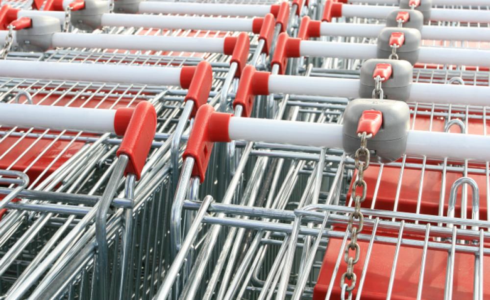 Fleet of shopping trolleys