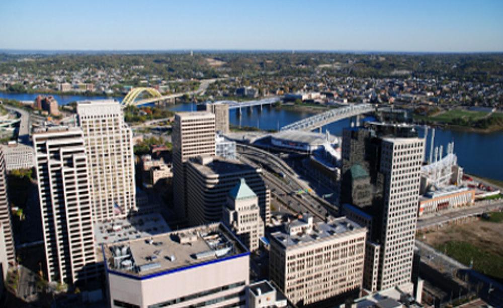An aerial view of Cincinnati