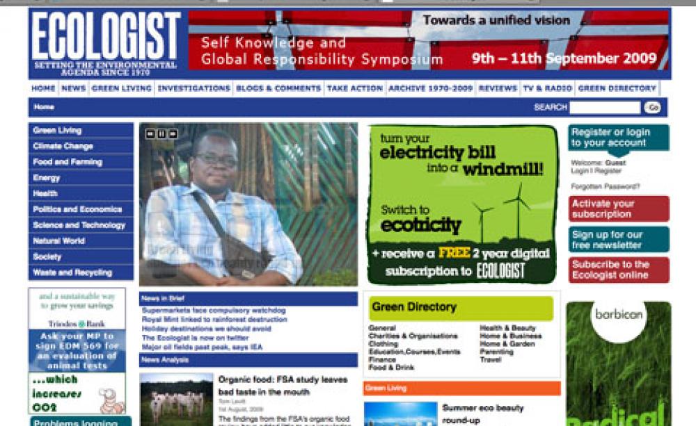 Ecologist website screenshot
