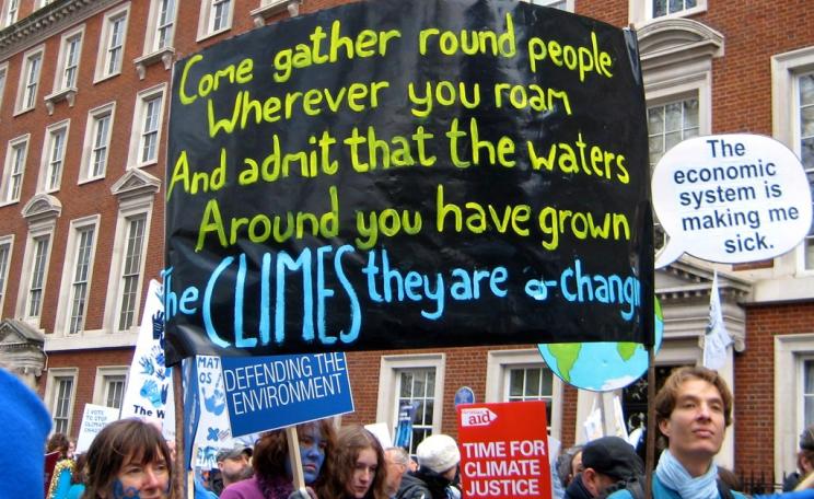 Placard from a climate change demonstration in London, 2009. 