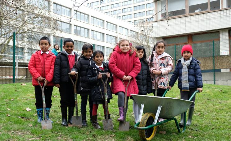School children at tree planting 