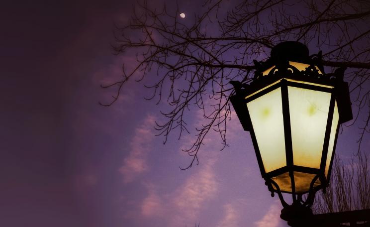 Street lamp under sunset
