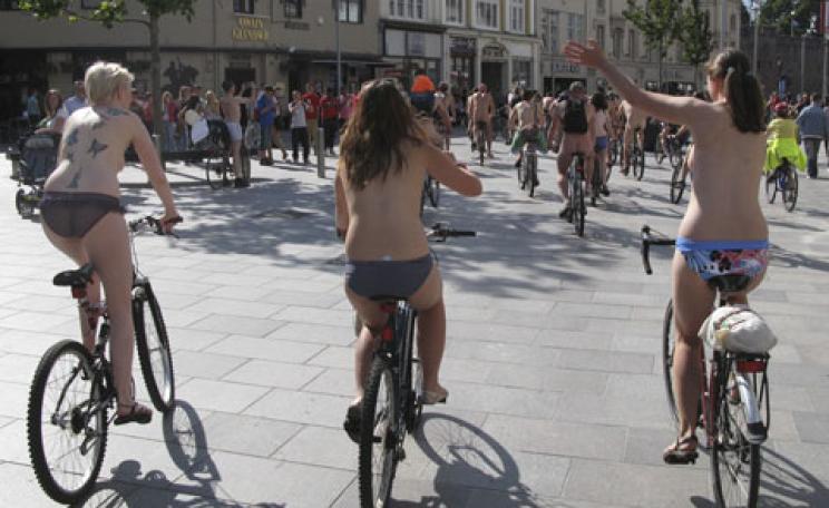 Naked bike protest