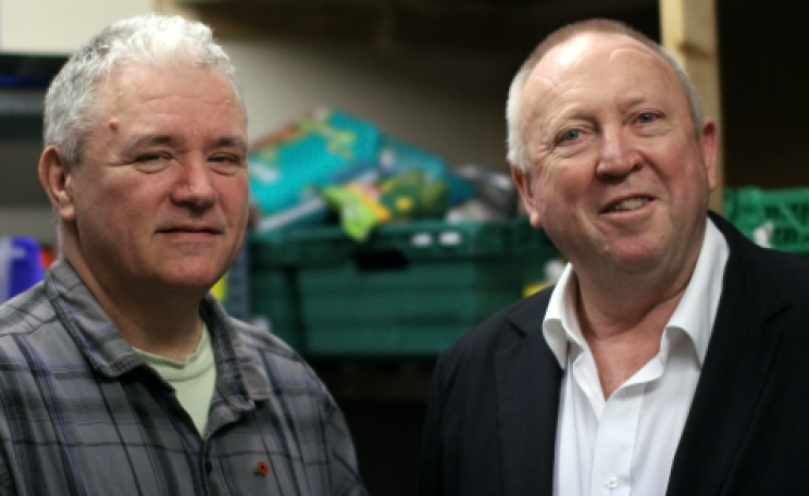 Keith Taylor and a volunteer at the Kings Church food bank in Portsmouth.