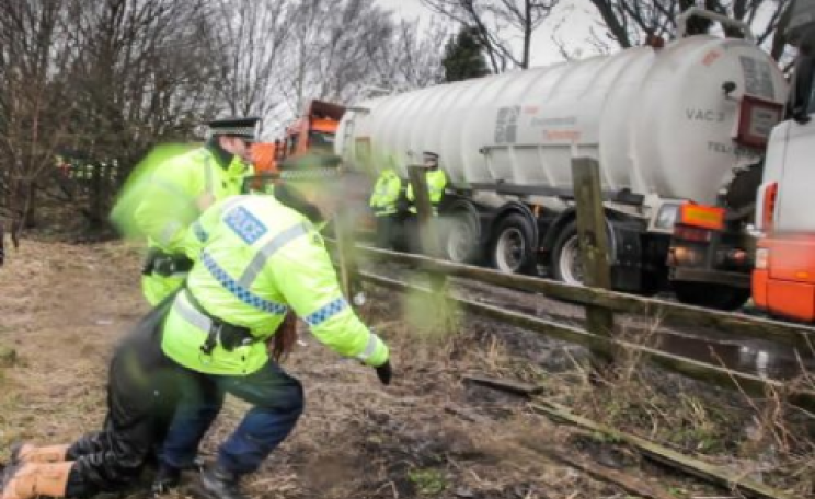 Barton Moss GMP brutality - Salford TAU arrest of Vanda. Photo: Jason Smalley / Salford Star.
