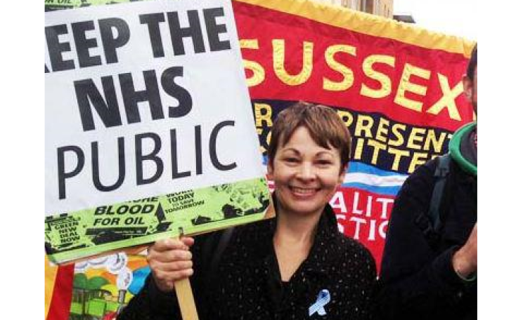 Caroline Lucas marching for the NHS. Photo: Green Party of England & Wales.
