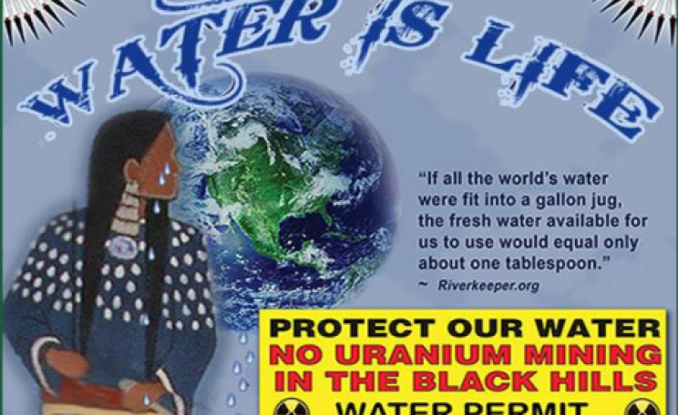 Water permit hearing poster for uranium mining in the Black Hills of South Dakota. Photo: via White Plume.