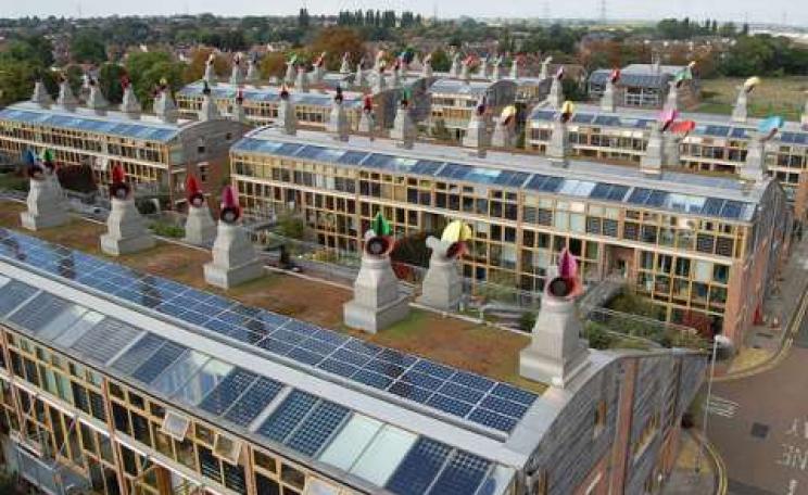 What house builders will no longer have to do - the 'BedZED' Beddington Zero Carbon Development in south London. Photo: BioRegional via Flickr.
