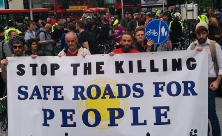 Stop the Killing - Safe Roads for People - a recent protest at the notoriously dangerous Elephant & Castle roundabout in South London. Photo: Andrew Reeves Hall via Stopthekilling.