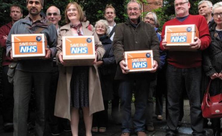 Would TTIP force the privatization of the NHS? No - but it could make it impossible to roll back any privatisation once it had taken place. Photo: 38 Degrees' members in Sheffield Hallam hand in a massive NHS petition to their MP, Nick Clegg. By 38 Degree