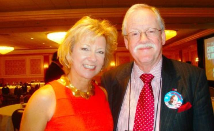 UKIP MEP and energy spokesman Roger Helmer poses with Maritsa Noon, chief executive of the pro-fossil fuel, climate change denying Citizens’ Alliance for Responsible Energy, at the 7th Heartland Institute Climate Conference in May 2012. Photo: rogerhelm
