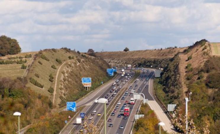 In 1991 protests against this M3 cutting through Twyford Down galvanised a road protest movement that forced a major government retreat. Can we do the same again? Photo: &copy; Peter Facey via geograph.org.uk/.