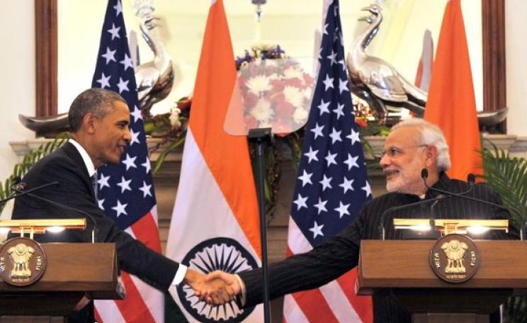Despite the handshake between Barack Obama and Narendra Modi, no deal was done on Indian emissions reductions. Photo: Government of India Press Information Bureau.