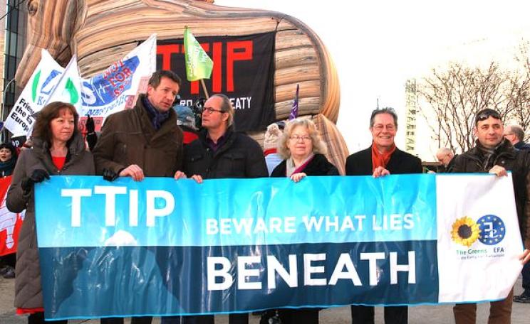 Beware what lies beneath! Green / EFA MEPs supporting hundreds of the Transatlantic Trade and Investment Partnership (TTIP), 4th February 2015. Photo: greensefa via Flickr (CC BY 2.0).