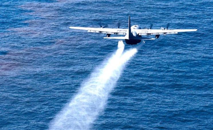 Dispersing the dispersants in the Gulf of Mexico May 5, 2010.  Adrian Cadiz, US Air Force public affairs.
